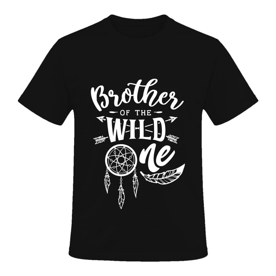 T-shirt — Brother of the wild one — الأمام — أسود